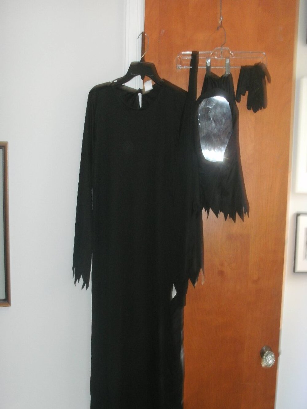 MIRROR GHOUL Cosplay Halloween Costume Robe Gloves Reflective Mask Belt L 12/14